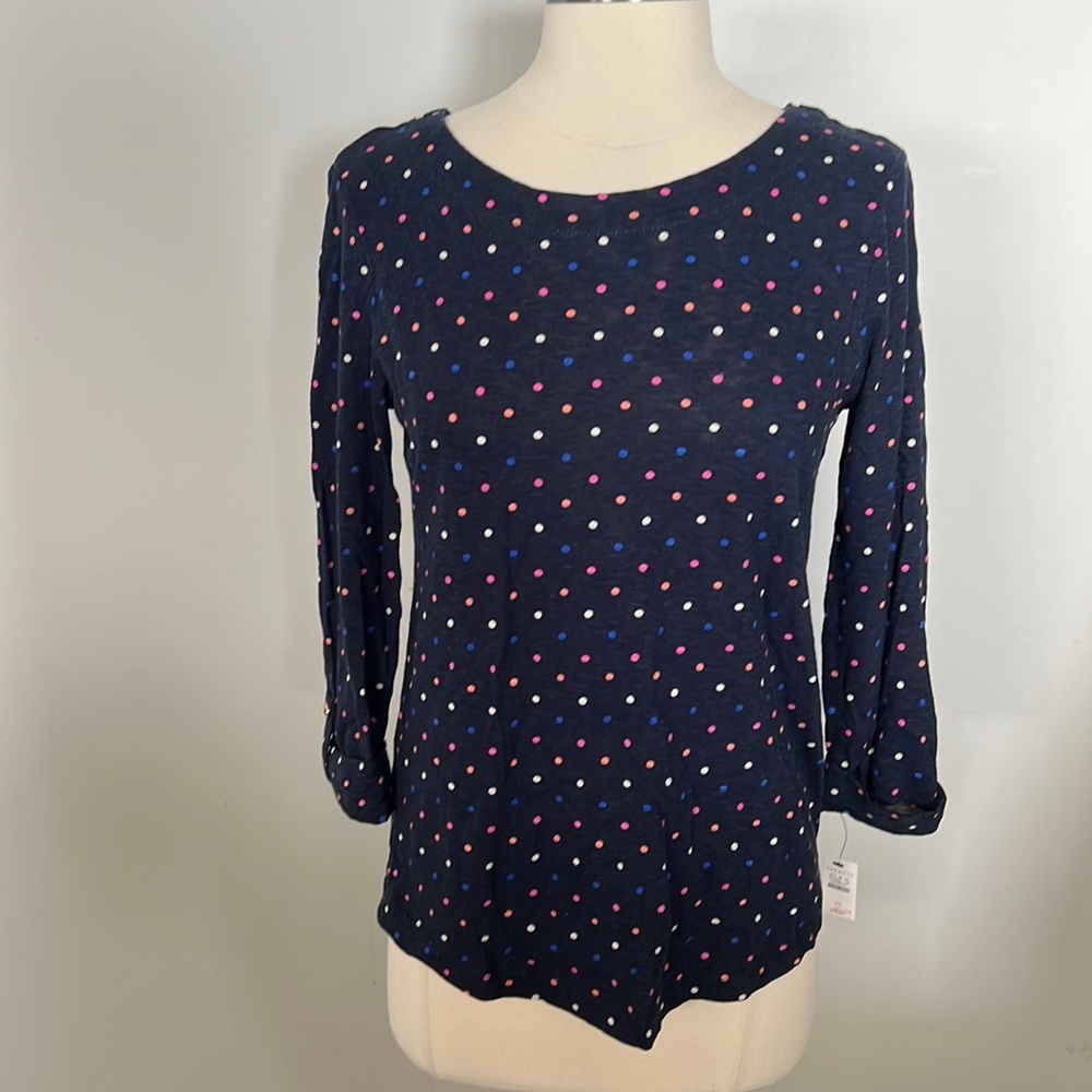 Talbots Navy Polka Dot Top NWT